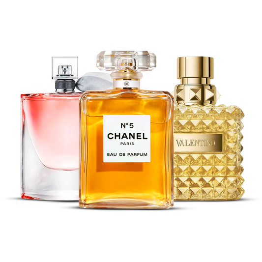 Kombination aus 3 Damenparfums – La Vie Est Belle, Chanel Nº5 und Valentino Donna [je 100 ml]