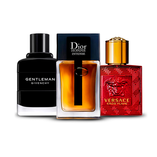 Kombination aus 3 Herrenparfums – Givenchy Gentleman, Dior Homme Intense und Versace Eros Flame [je 100 ml]