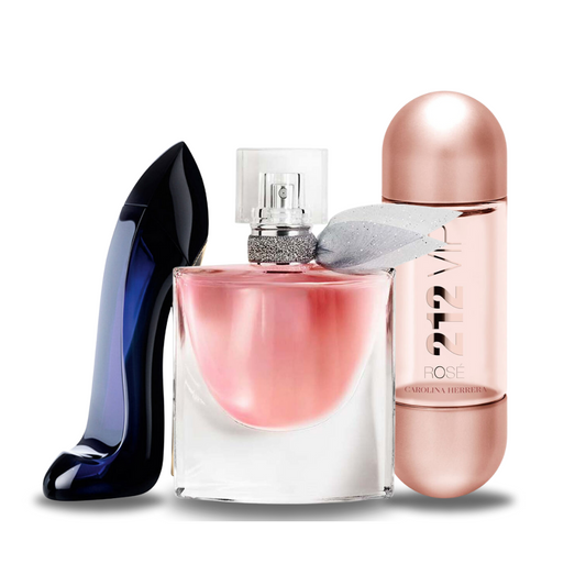 Kombination aus 3 Düften - Good Girl von Carolina Herrera, La Vie Est Belle von Lancôme und 212 VIP Rosé von Carolina Herrera [je 100 ml]