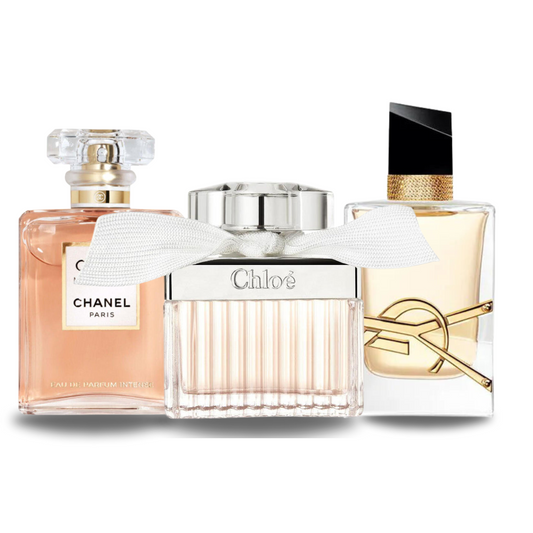 Kombination aus 3 Düften – Coco Mademoiselle von Chanel, Libre von Yves Saint Laurent und Chloé Signature [je 100 ml]