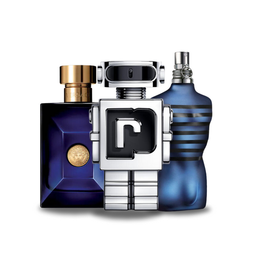 3 Parfümkombinationen – Dylan Blue von Versace, Phantom von Paco Rabanne und Ultra Male von Jean Paul Gaultier