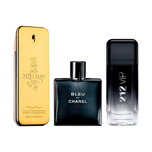 Kombination aus 3 Herrenparfums - 1 Million, Bleu de Chanel und 212 VIP Black [je 100 ml]