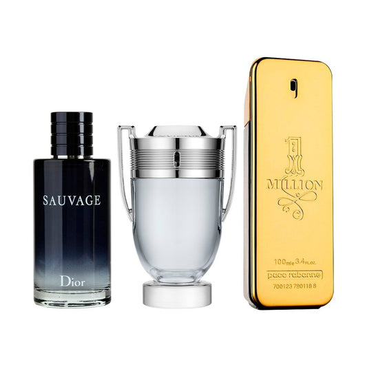 Kombination aus 3 Herrenparfums – Sauvage, Invictus und 1 Million [je 100 ml]