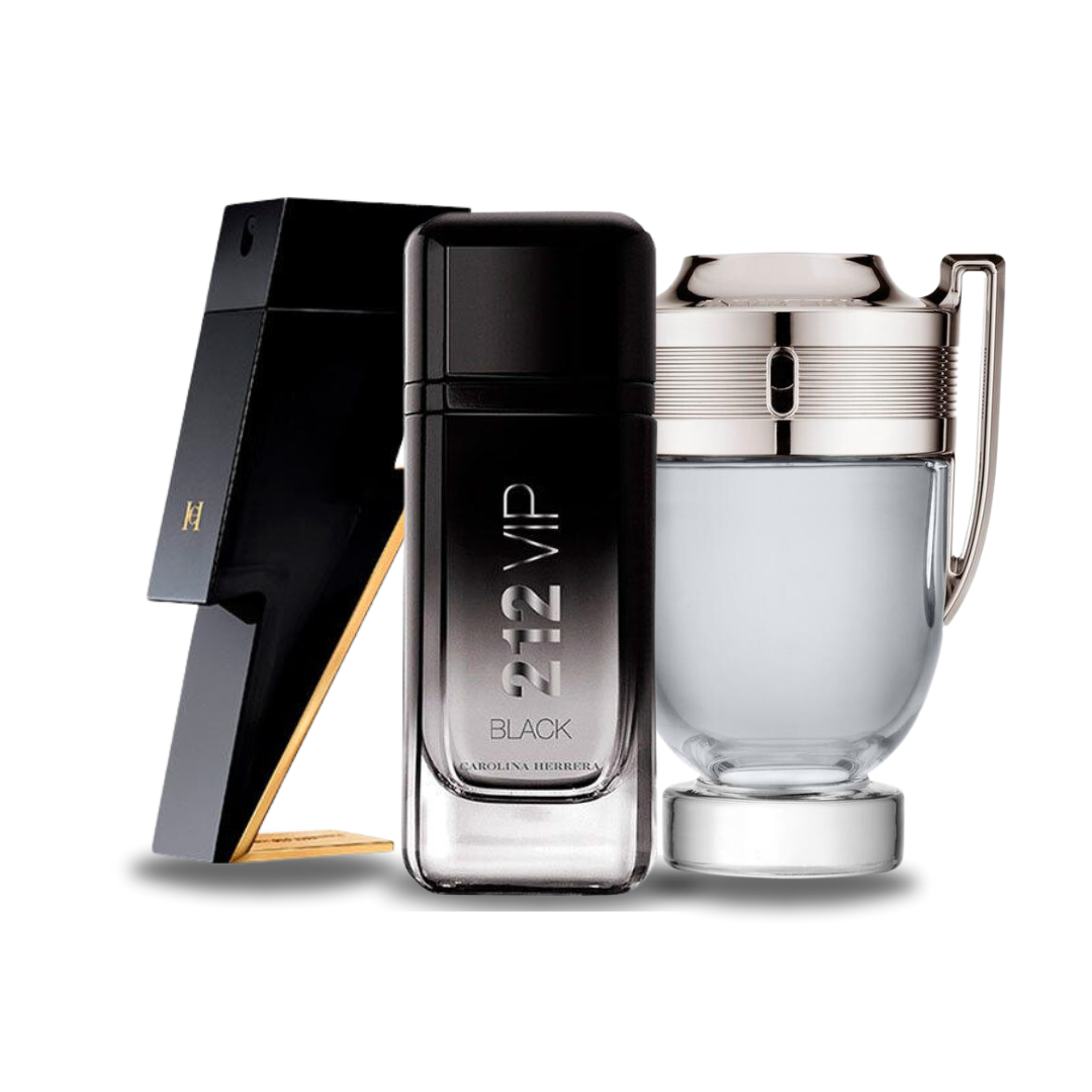 Kombination aus 3 Düften - Bad Boy von Carolina Herrera, 212 VIP Black von Carolina Herrera und Invictus von Paco Rabanne [je 100 ml]