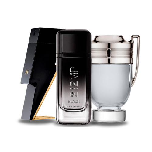 Kombination aus 3 Düften - Bad Boy von Carolina Herrera, 212 VIP Black von Carolina Herrera und Invictus von Paco Rabanne [je 100 ml]